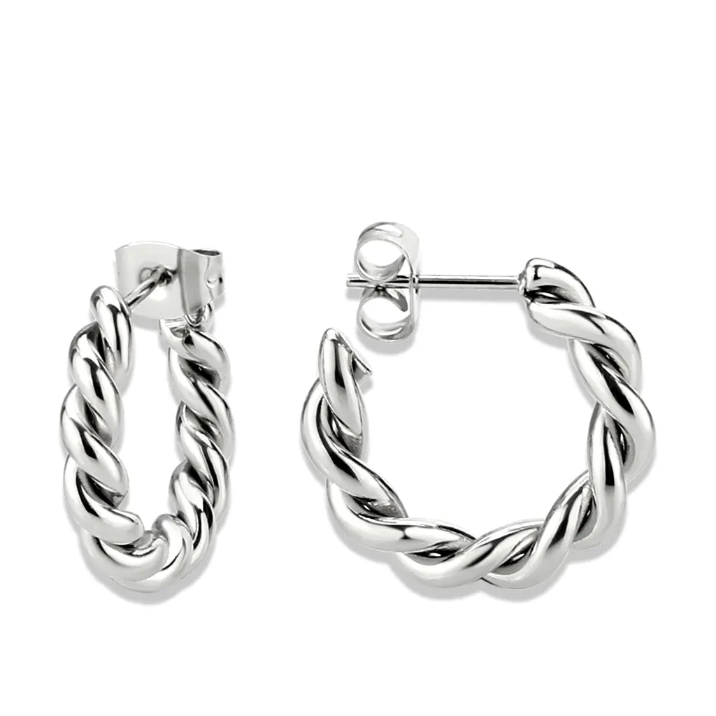 CJ3845 Wholesale Women's Minimalist Stainless Steel Woven Earrings