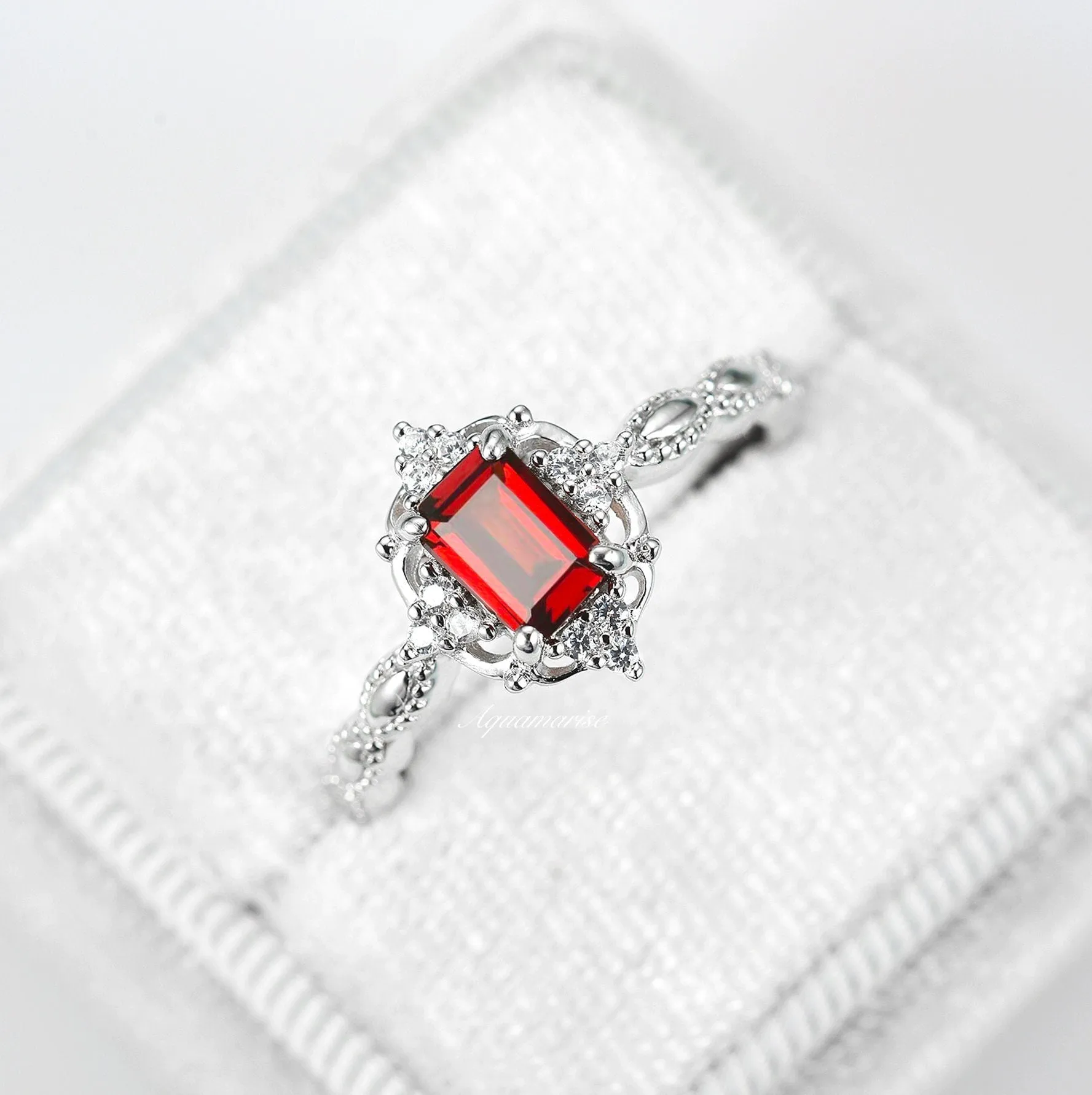 Claire Vintage Garnet Ring- Sterling Silver