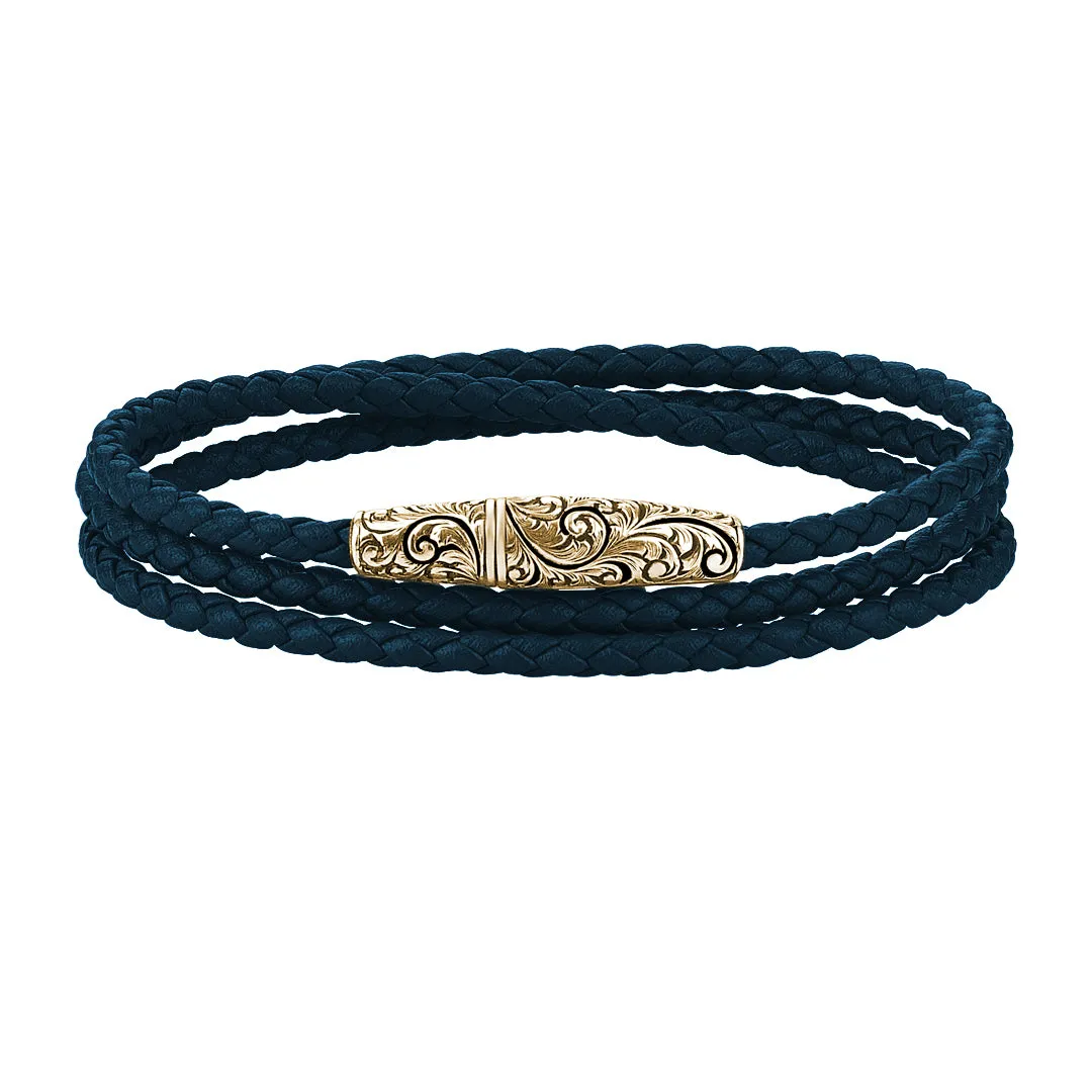 Classic Wrap Leather Bracelet - Solid Silver