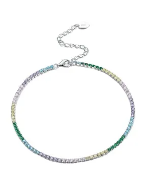 Colorful Tennis Anklet 925 Sterling Silver Diamond CZ Waterproof Luxury Anklet - KESLEY Jewelry