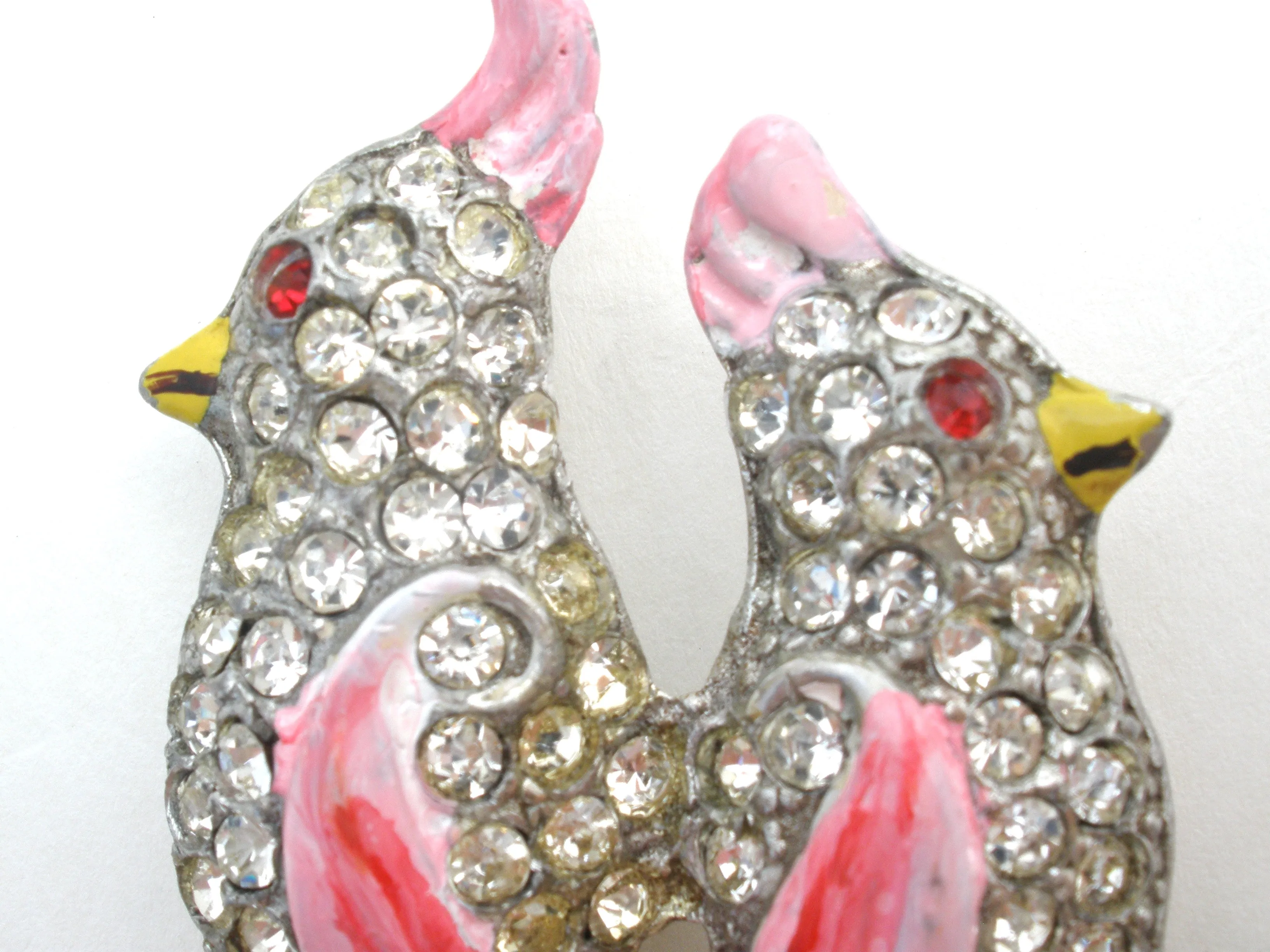 Coro Gene Verrecchio Pink Enamel Bird Brooch Pin