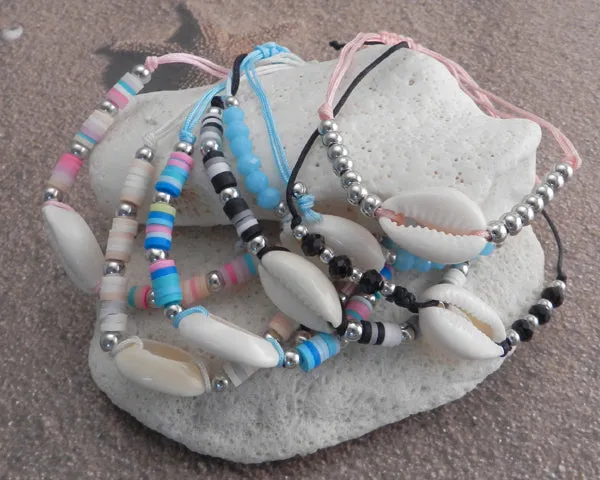 Cowry Shell Silver with Pearl & Bead accents