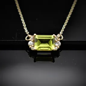 Cremation Necklace With Ashes -Emerald Cut Birthstone Neacklace