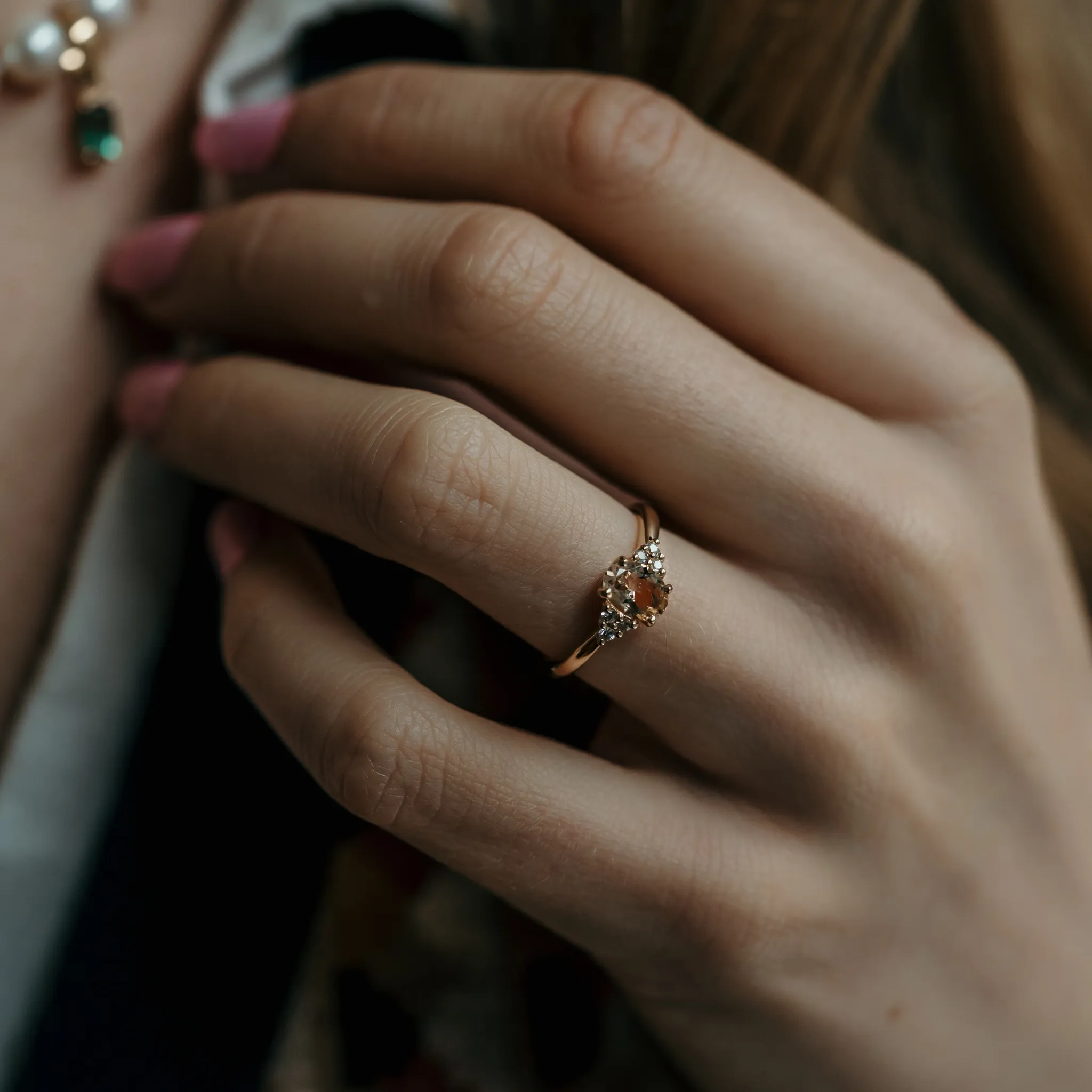 Cremation Ring With Ashes - Morganite & Sapphire