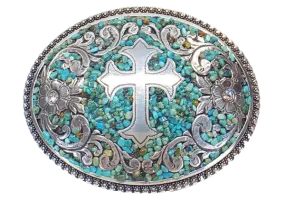 Cross and Turquoise Stones Buckle