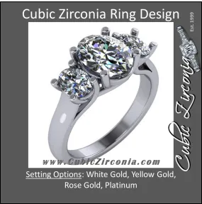 Cubic Zirconia Engagement Ring- *Clearance* 3.0 TCW Three-Stone Oval Cut with Woven Prongs in 10K Yellow Gold