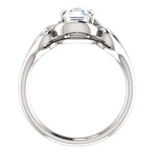 Cubic Zirconia Engagement Ring- The Bentley (Customizable Asscher Cut Solitaire with Wide Tapered Band and Side Engraving Motif)