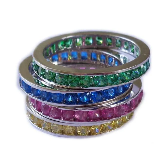 CZ Rainbow Eternity Sterling Toe Rings