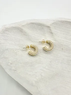 Dainty Pearl Hoop Earrings