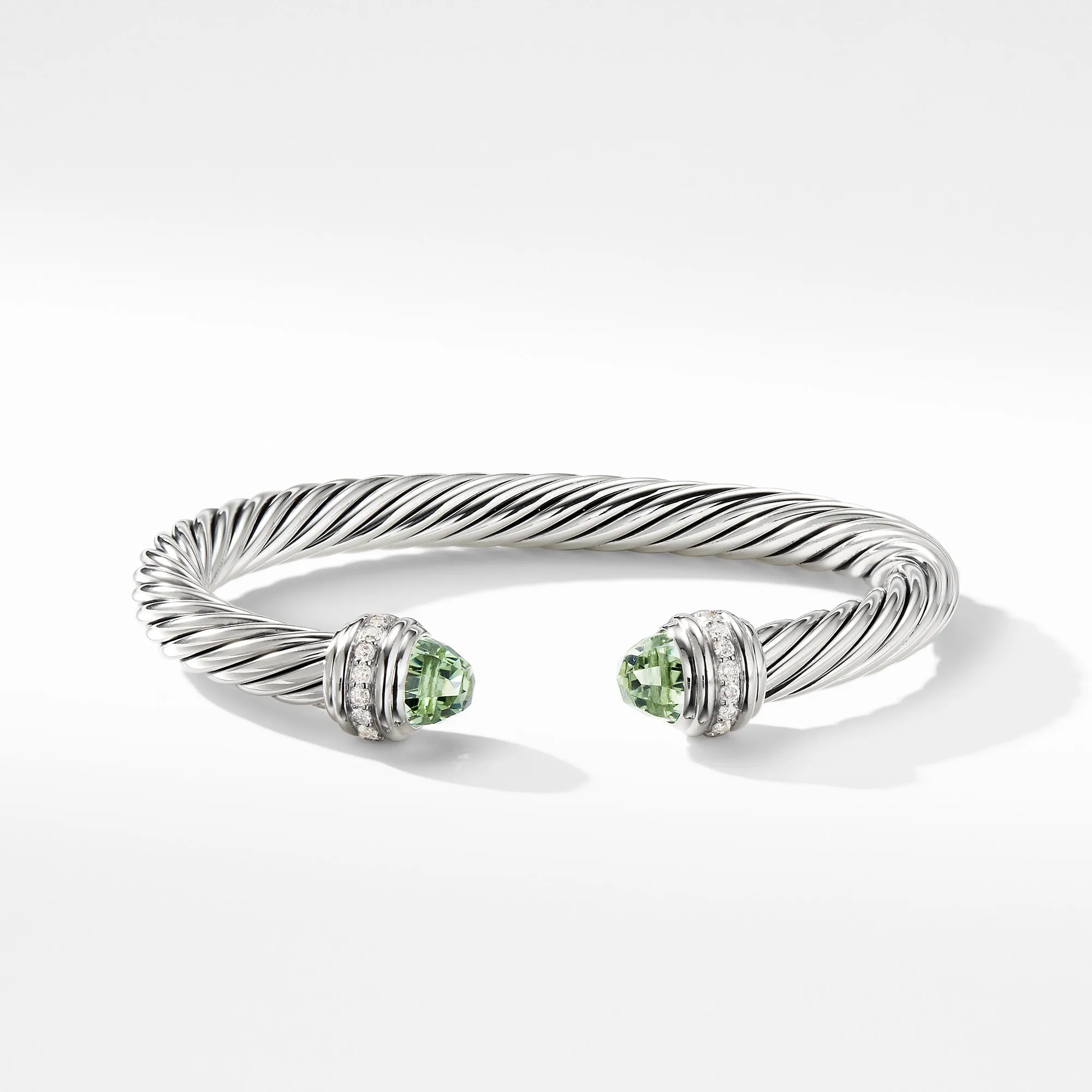 David Yurman 7MM Cable Bracelet with Prasiolite and Diamonds