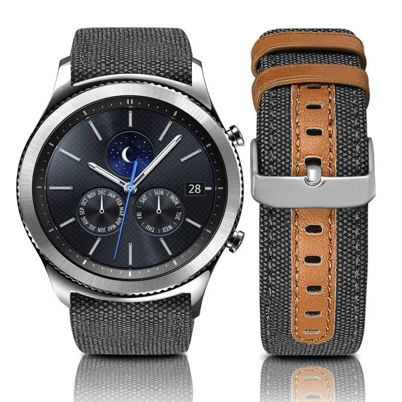 Denim & Leather Watch Straps Compatible with the Oppo Watch 2 46mm