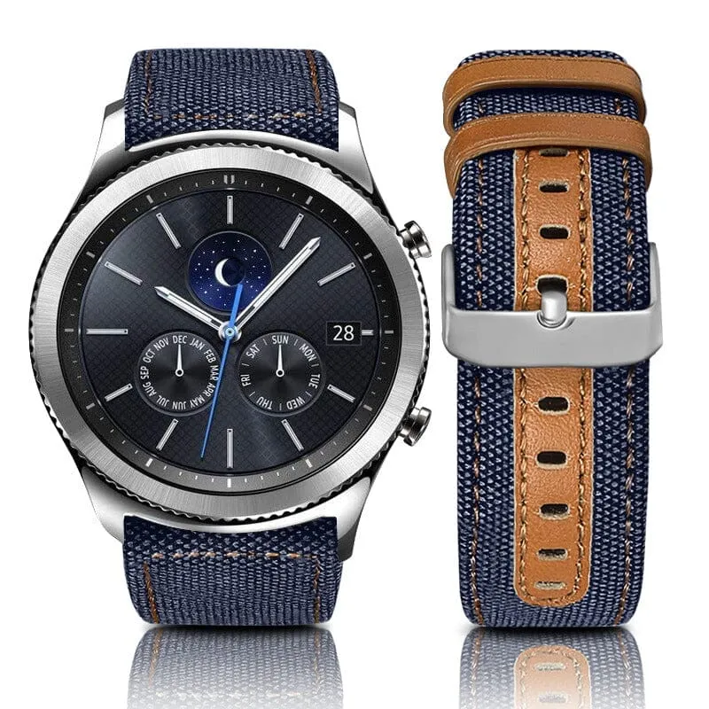 Denim & Leather Watch Straps Compatible with the Oppo Watch 2 46mm