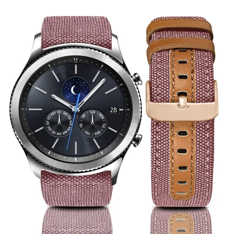 Denim & Leather Watch Straps Compatible with the Oppo Watch 2 46mm