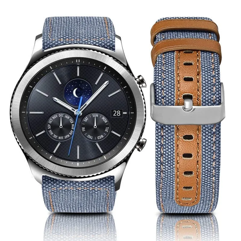 Denim & Leather Watch Straps Compatible with the Oppo Watch 2 46mm