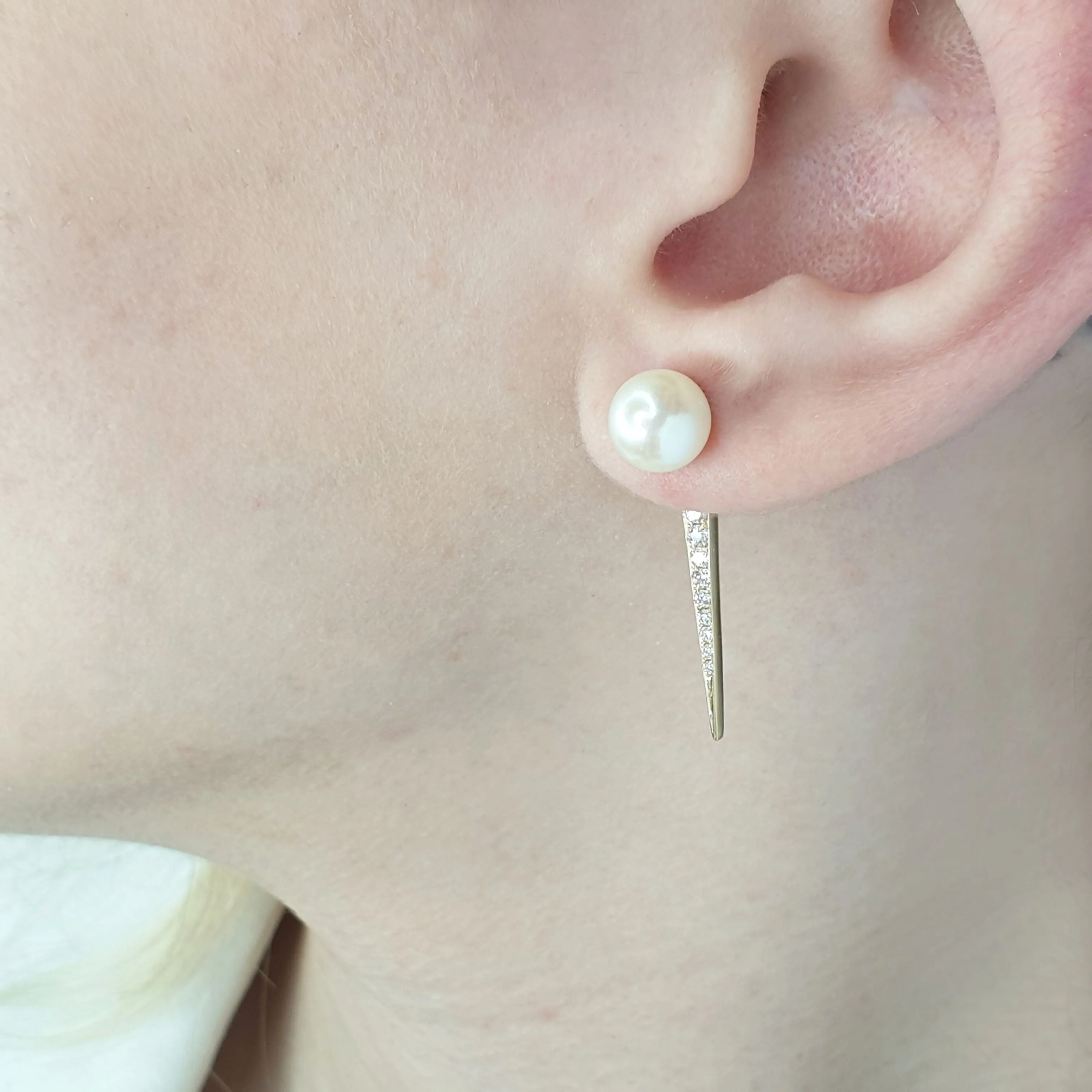 Diamond Earrings with saltwater pearls