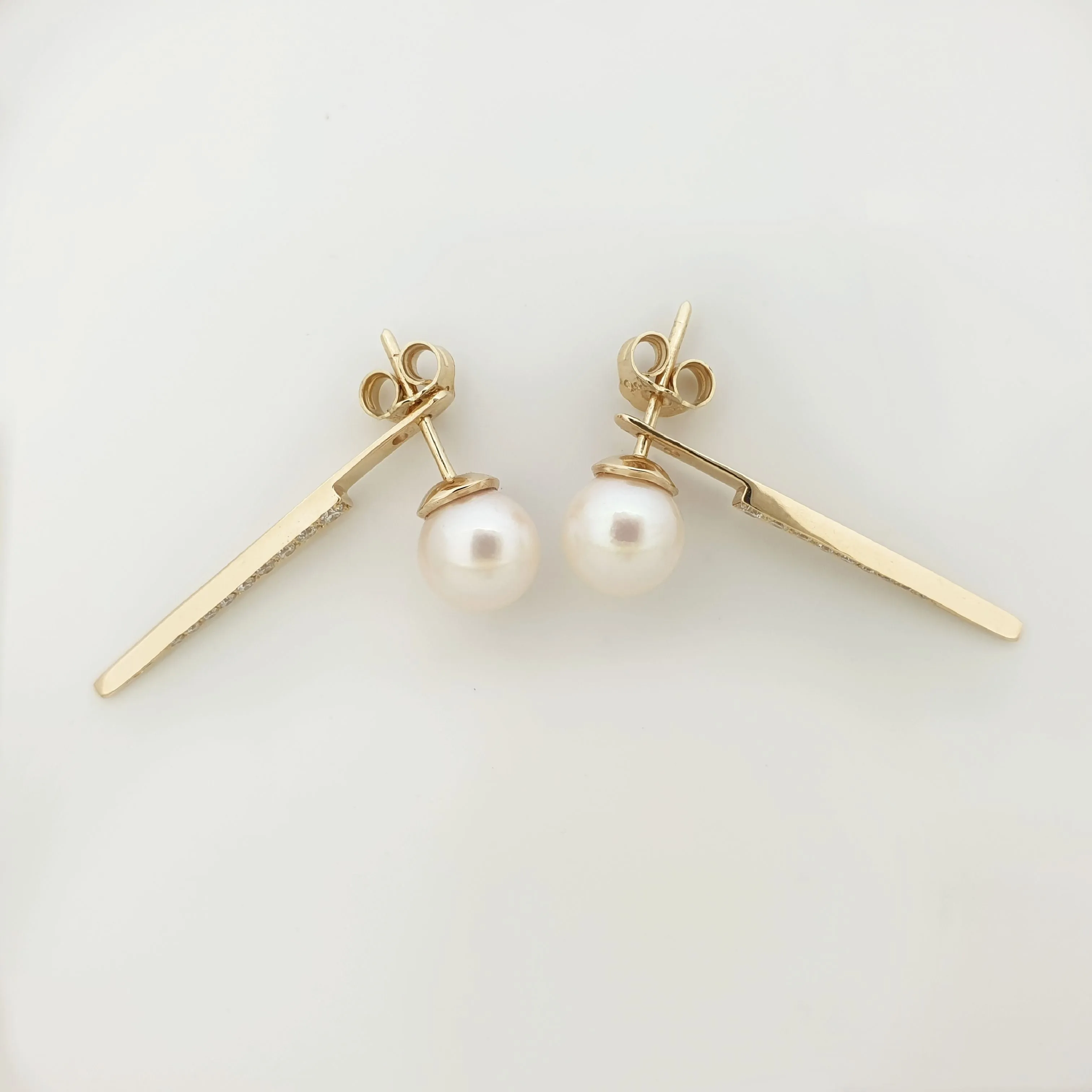 Diamond Earrings with saltwater pearls