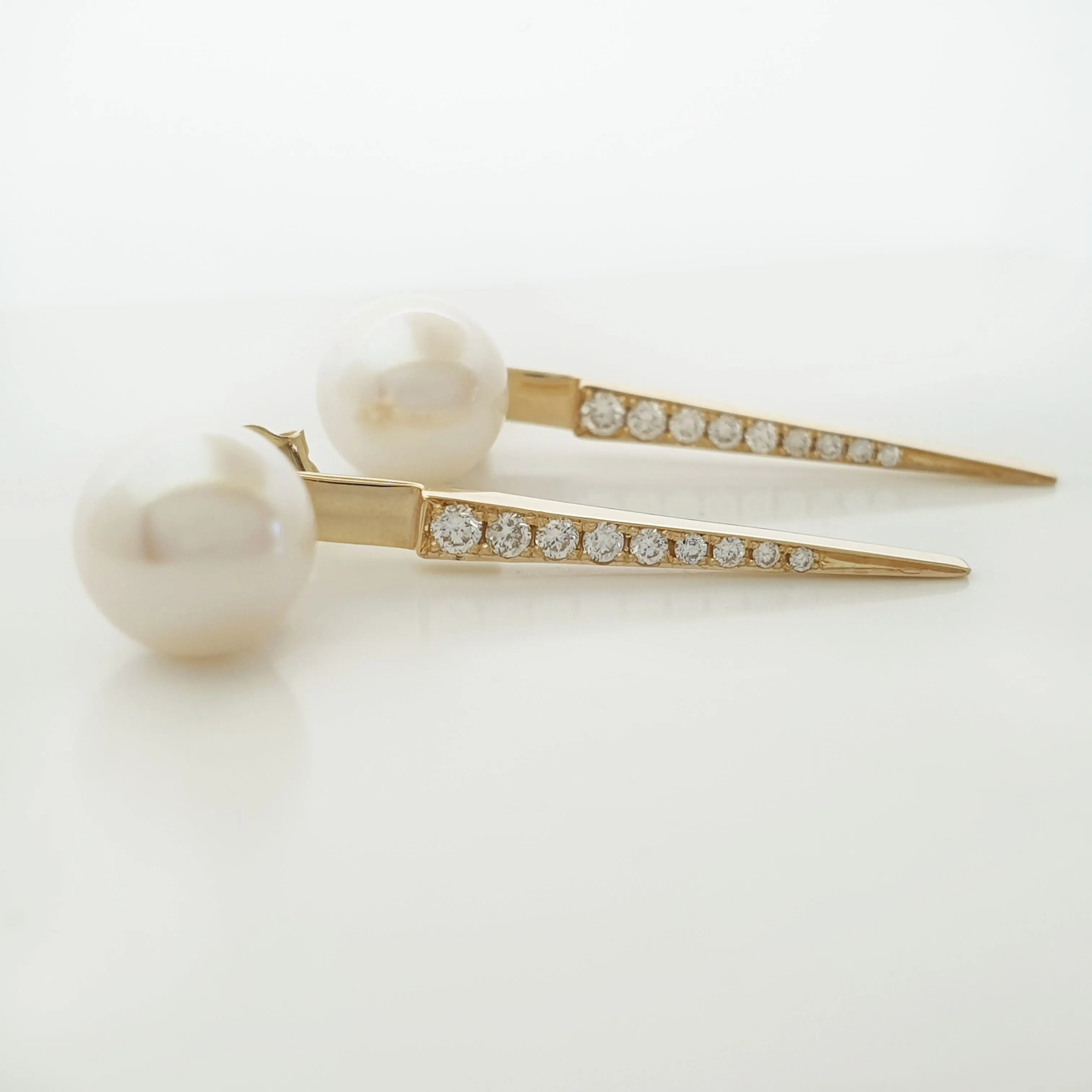 Diamond Earrings with saltwater pearls