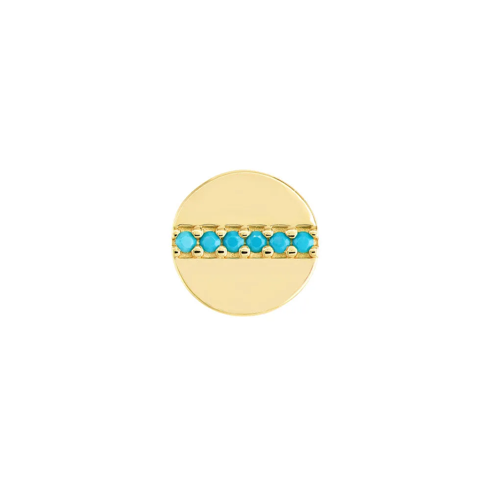 Disc Stud Earrings with Simulated Turquoise