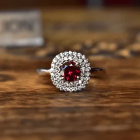 Double Halo - Garnet Ring