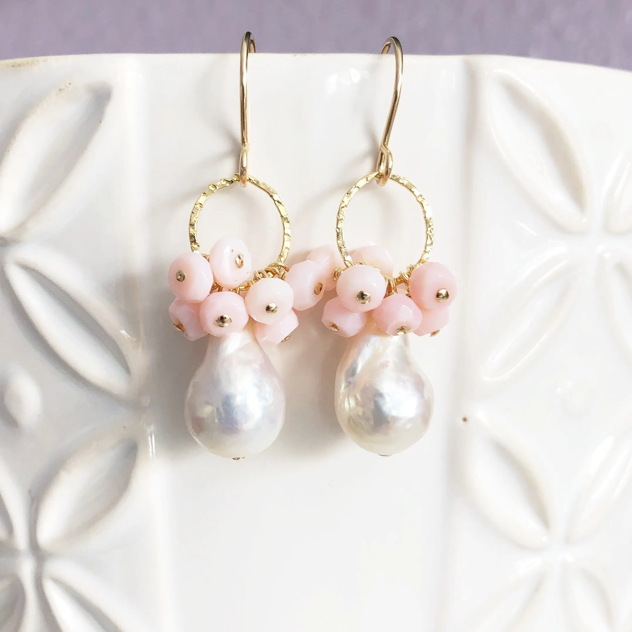 Earrings KIRA - pink opal (E556)