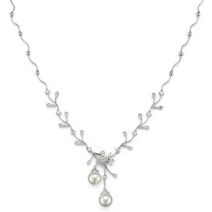 Eden Floral Pearl and Cubic Zirconia Necklace