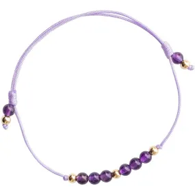 Elegant Natural Amethyst Shore Gold Bead Bracelet for Women, 14k Gold Plated Luxury Jewelry