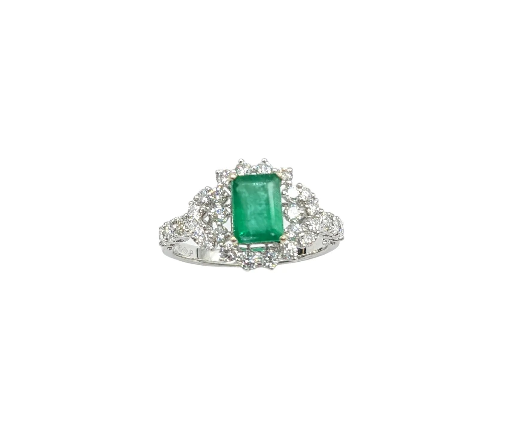 Emerald and Diamond Ladies Fashion Ring