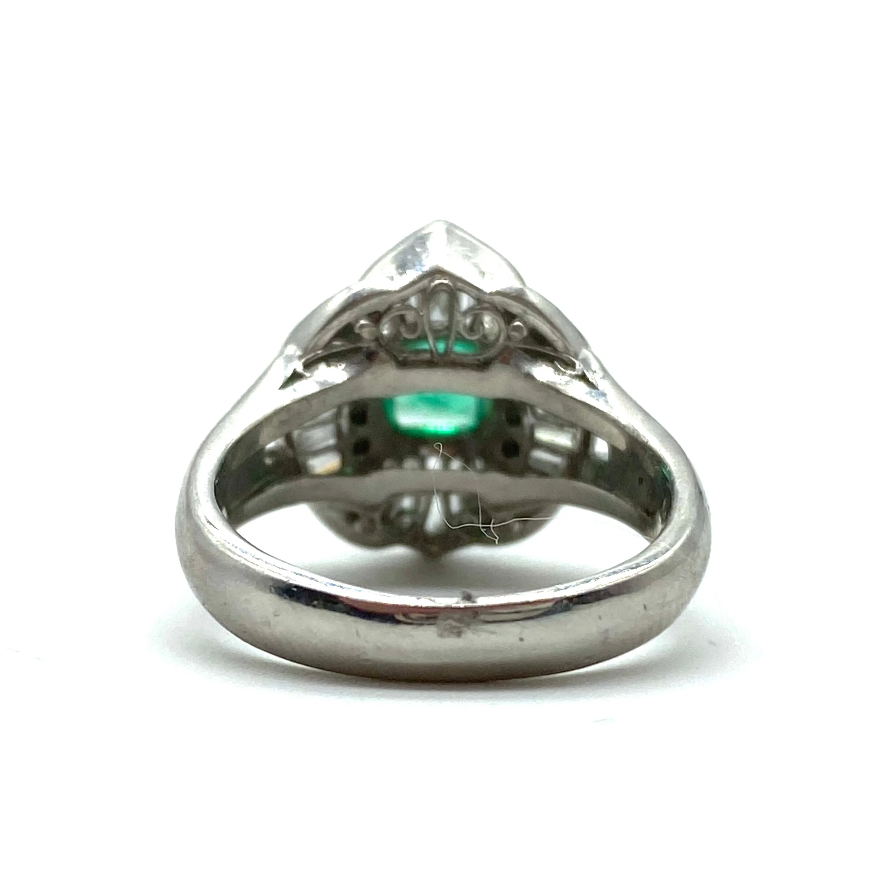 Emerald and Diamond Platinum Ring