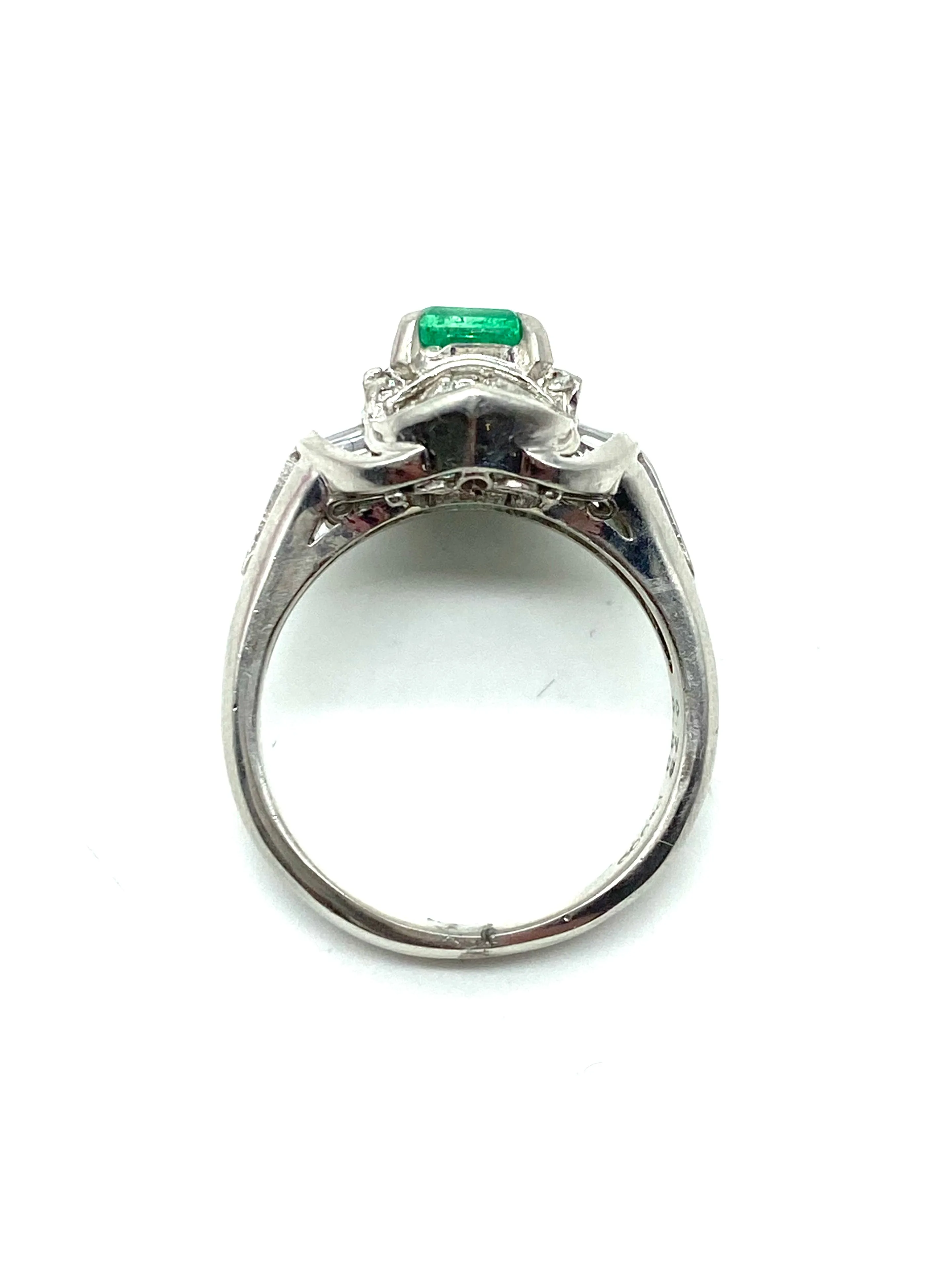 Emerald and Diamond Platinum Ring