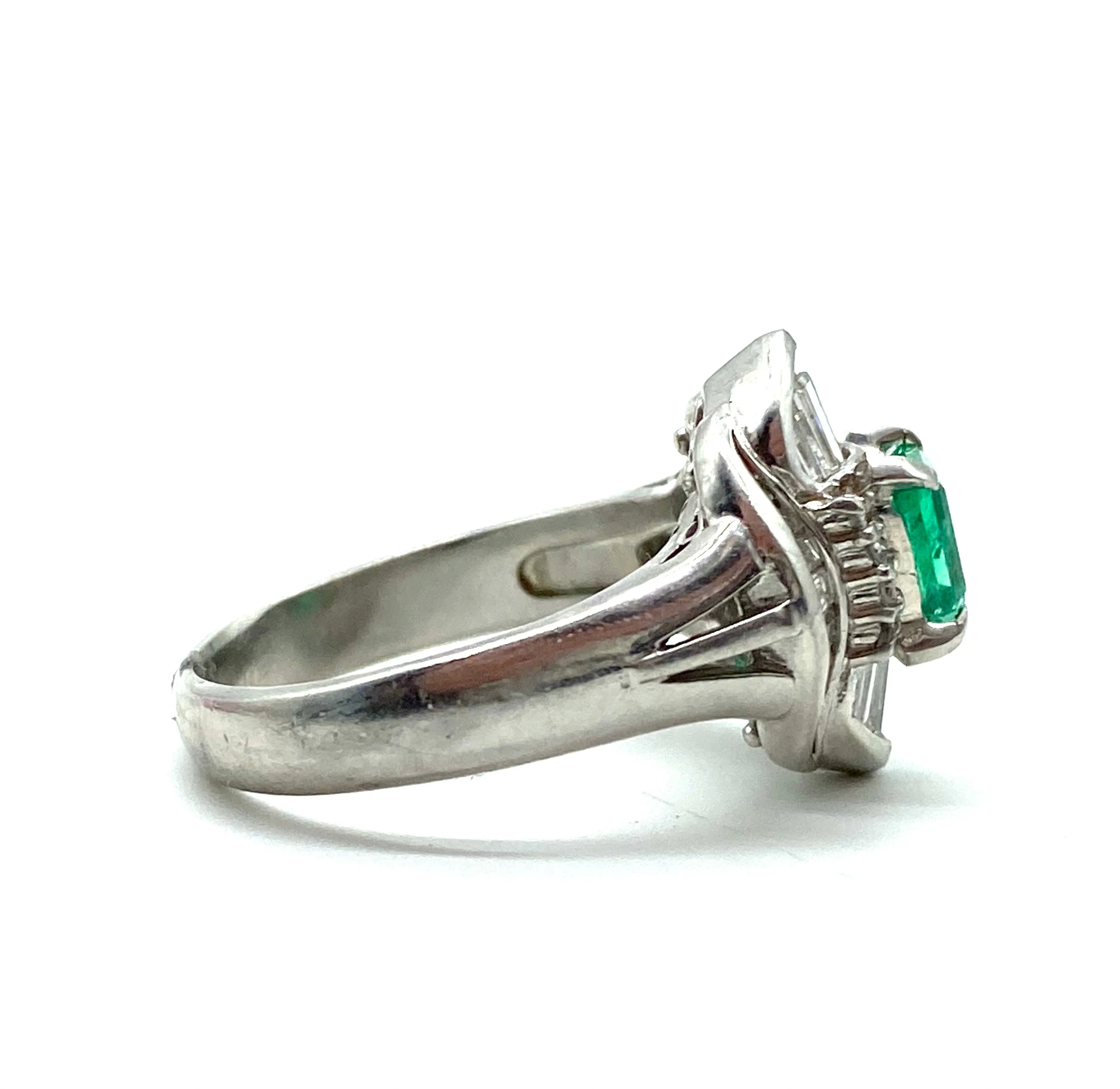 Emerald and Diamond Platinum Ring