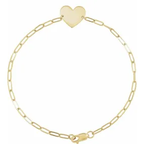 Engravable Heart 7" Elongated Cable Chain Bracelet