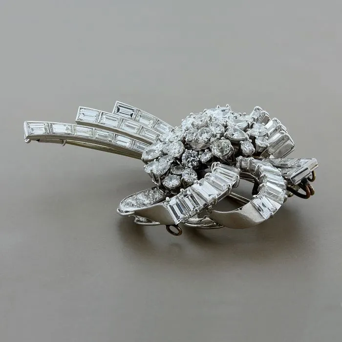 Estate Diamond Platinum Brooch & Pendant