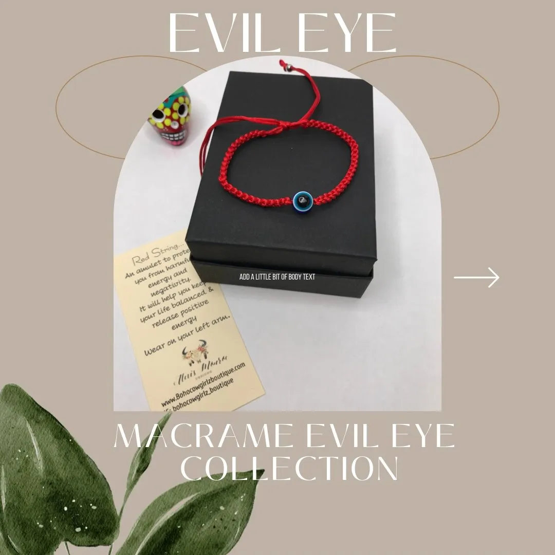 Evil Eye Macrame Bracelet Men or Woman   Block Negative Energy   Red String Macrame Adjustable  Good luck Bracelet Evil Eye Protection