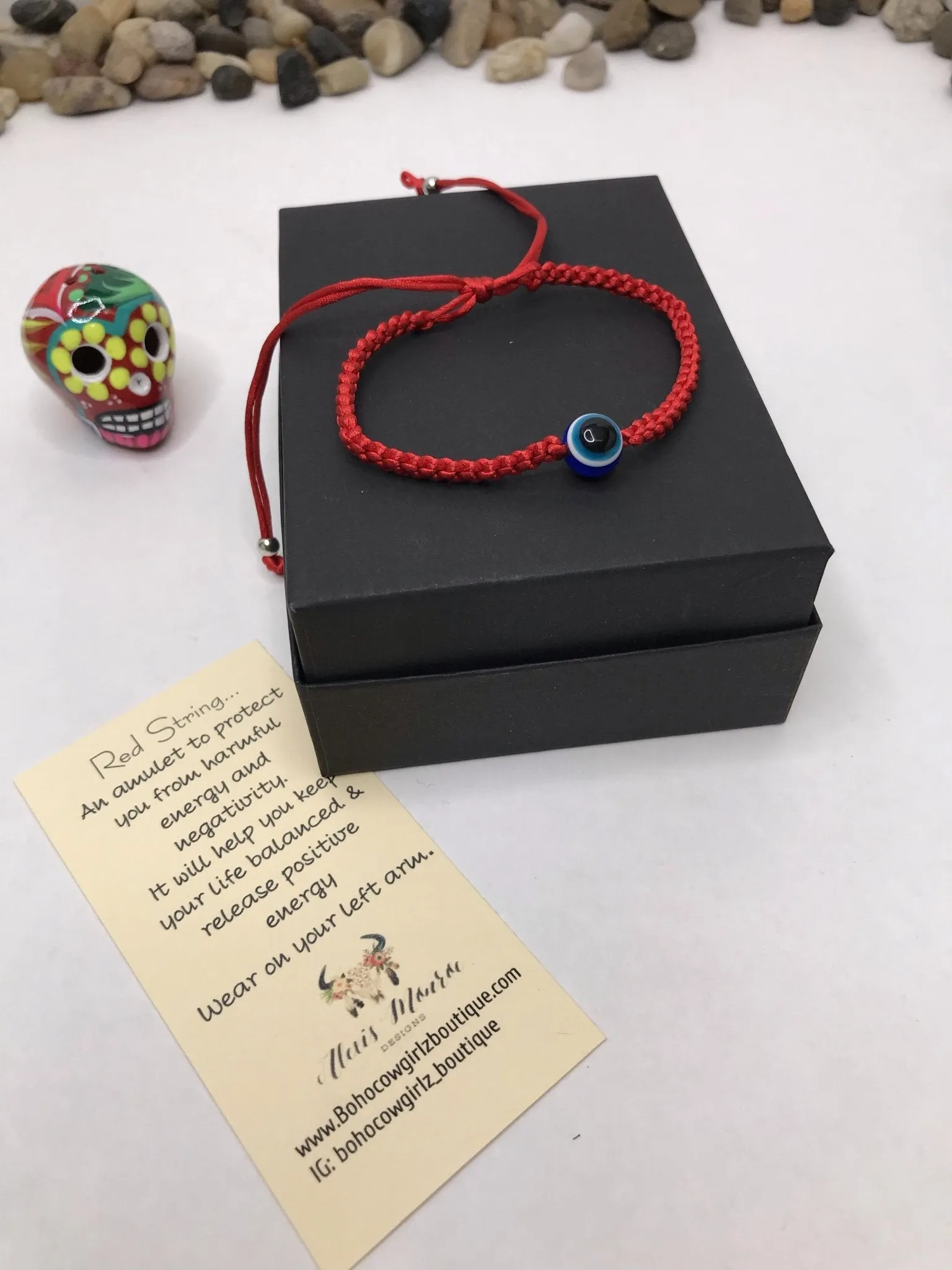 Evil Eye Macrame Bracelet Men or Woman   Block Negative Energy   Red String Macrame Adjustable  Good luck Bracelet Evil Eye Protection