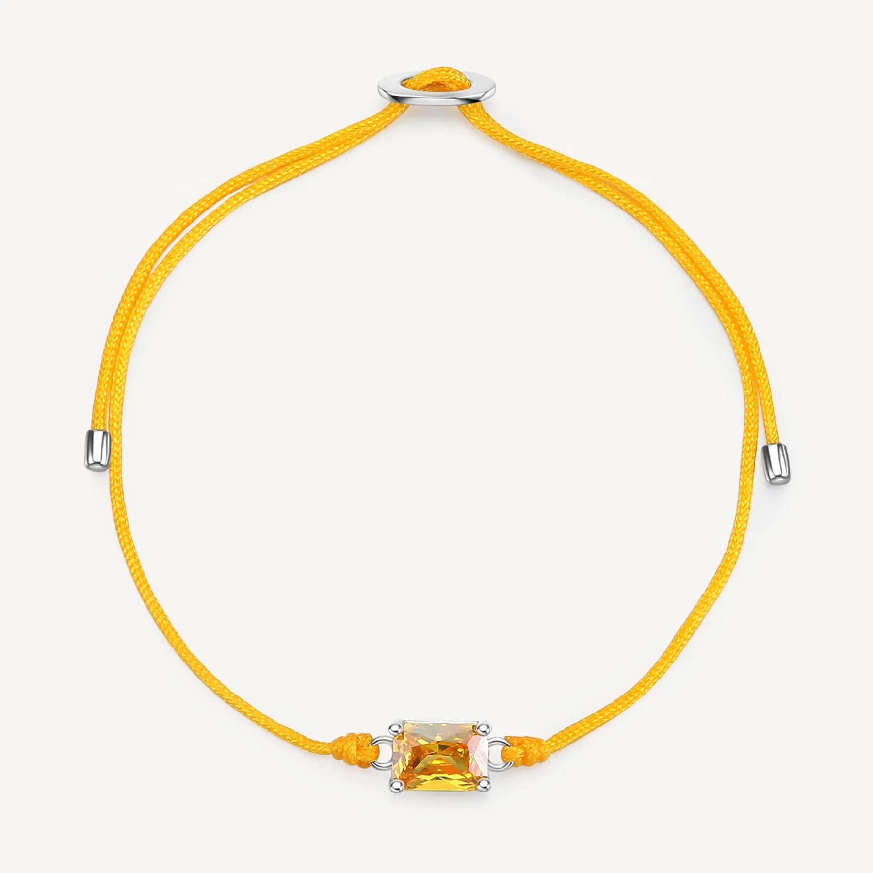 Fancy Yellow Stone Cord Bracelet in Sterling Silver