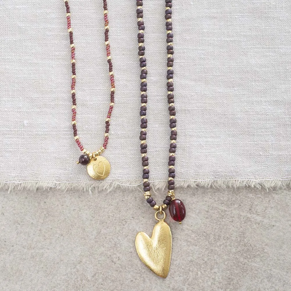 Fantasy Garnet Heart Gold Coloured Necklace - A Beautiful Story