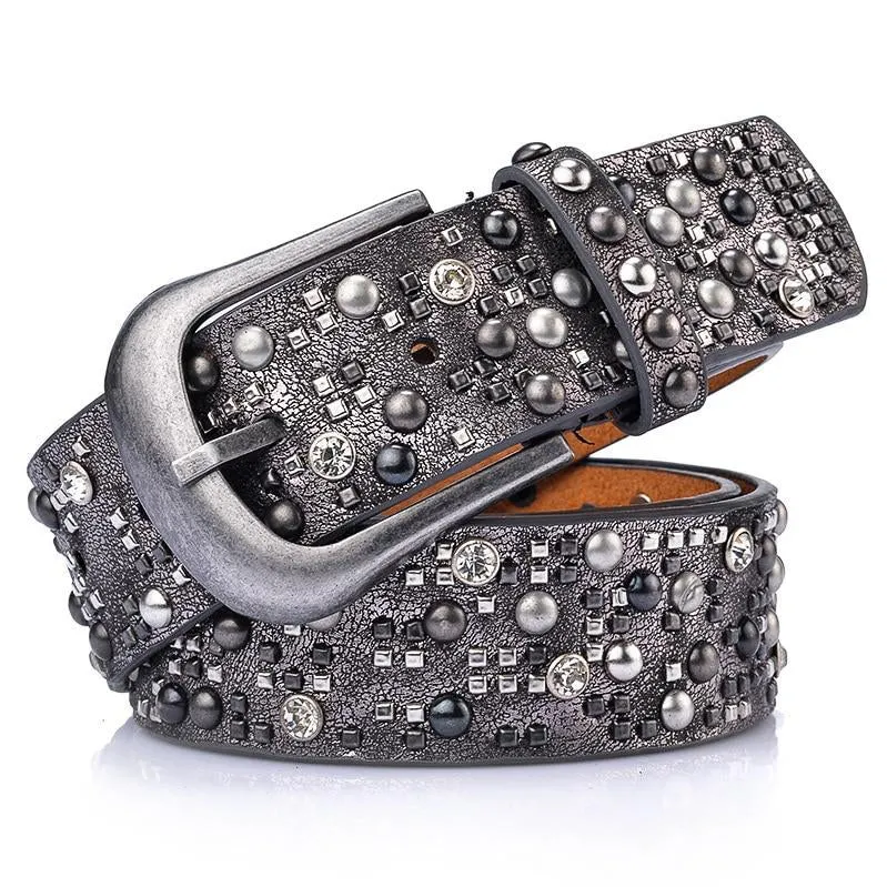 Fashion Rhinestone Studded High Quality Leather Belts