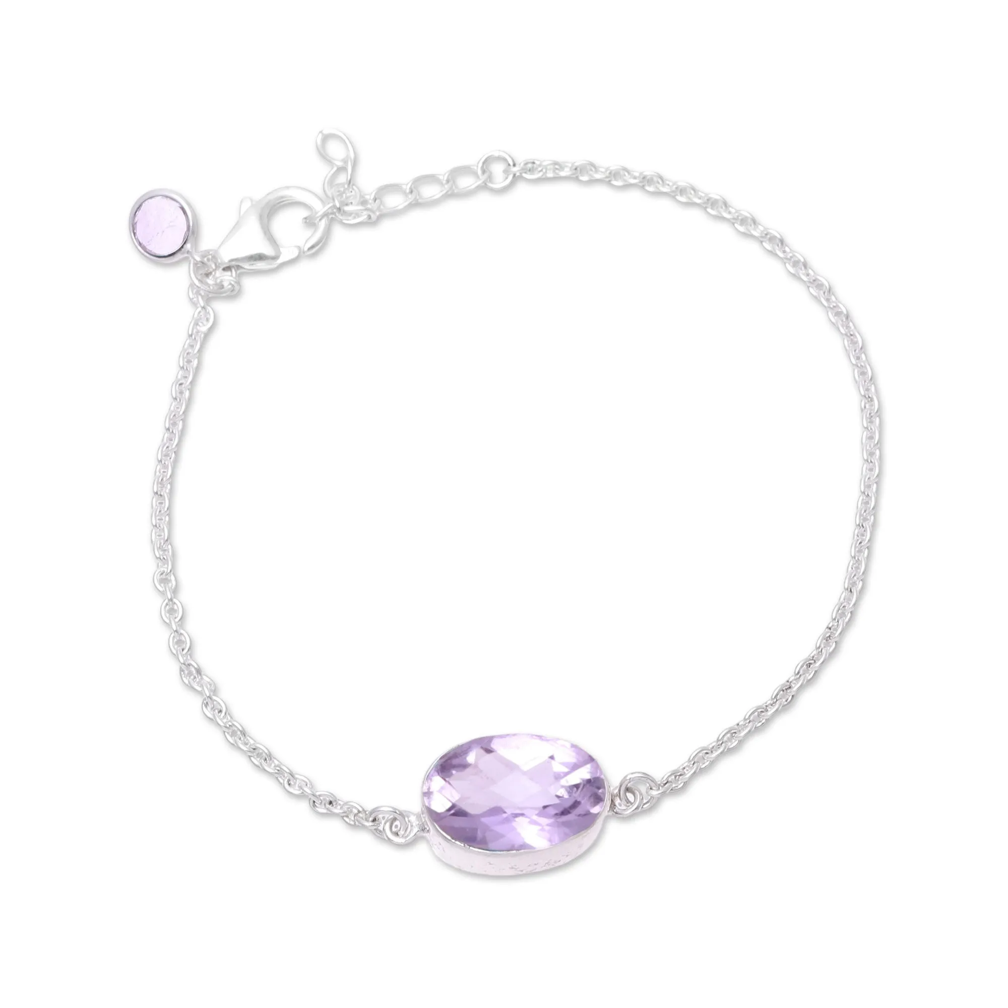 Fashionable Sparkle Faceted Amethyst Pendant Bracelet from India