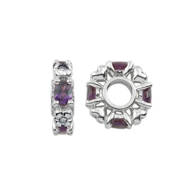 February Birthstone Silver Wheel Charm S348A