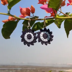 Floral Mandala Earrings- Blue