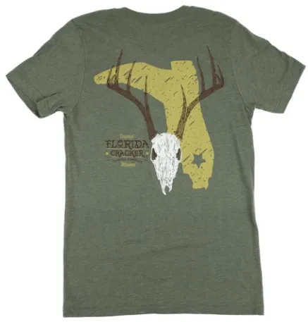 Florida Cracker Trading Co. Gray Deer Skull Short Sleeve T-Shirt