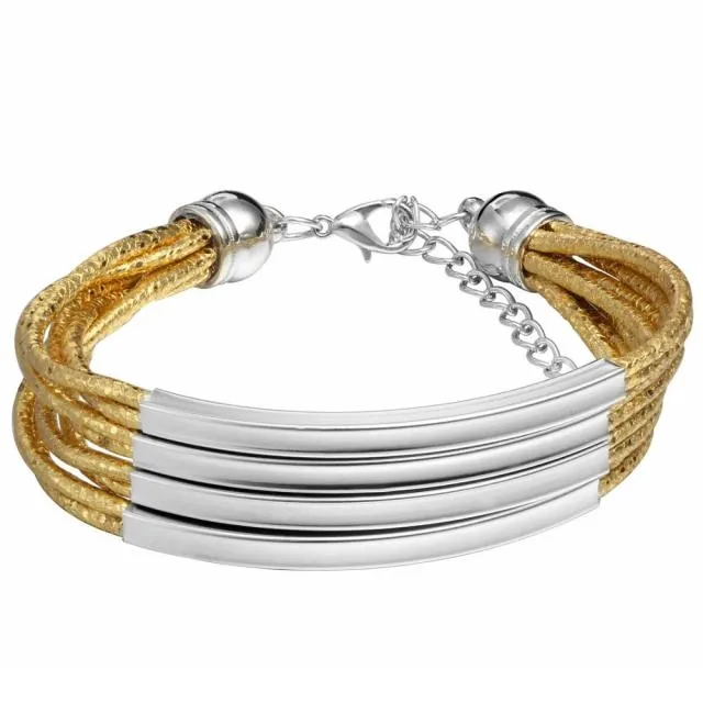 Free Shipping Fashion Multilayer Charm Bracelet Exaggerated Gold Chain Bracelet Femme High Quality Of Handwoven Rope Jewelry