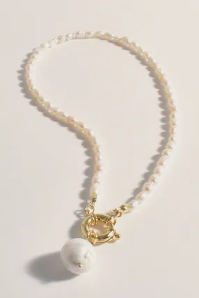 Freshwater Pearl Drop Necklace Cream/Gold