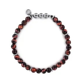 Gabriel & Co. Tiger Eye Bujukan Beaded Bracelet in Sterling Silver