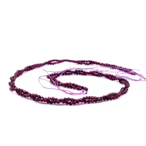 Garnet 2mm Faceted Round Bead Strand