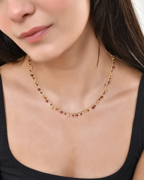 Garnet and Gold Bead Necklace