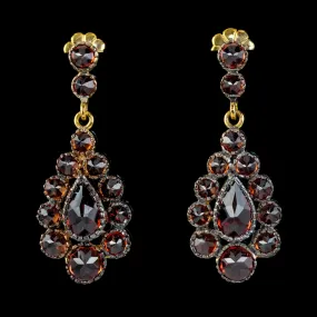 Garnet Cluster Earrings Silver 18Ct Gold