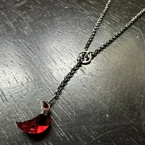 Garnet Crescent Moon Lariat Necklace