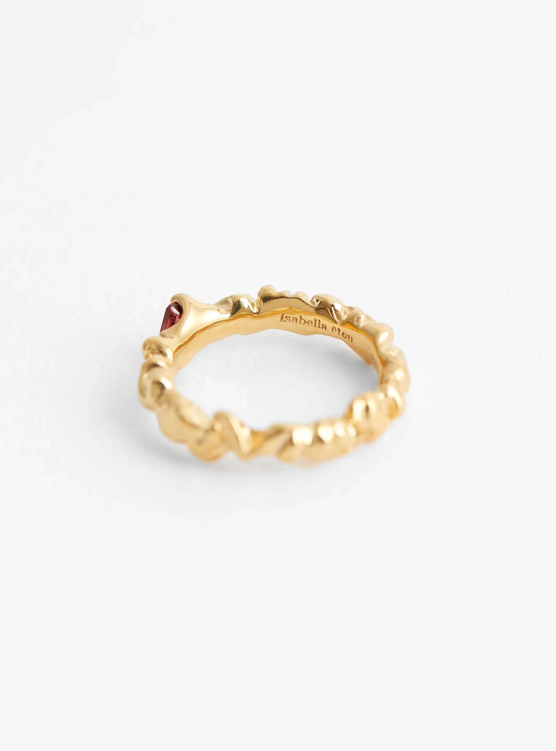 Garnet Crinkle Thin Ring Vermeil