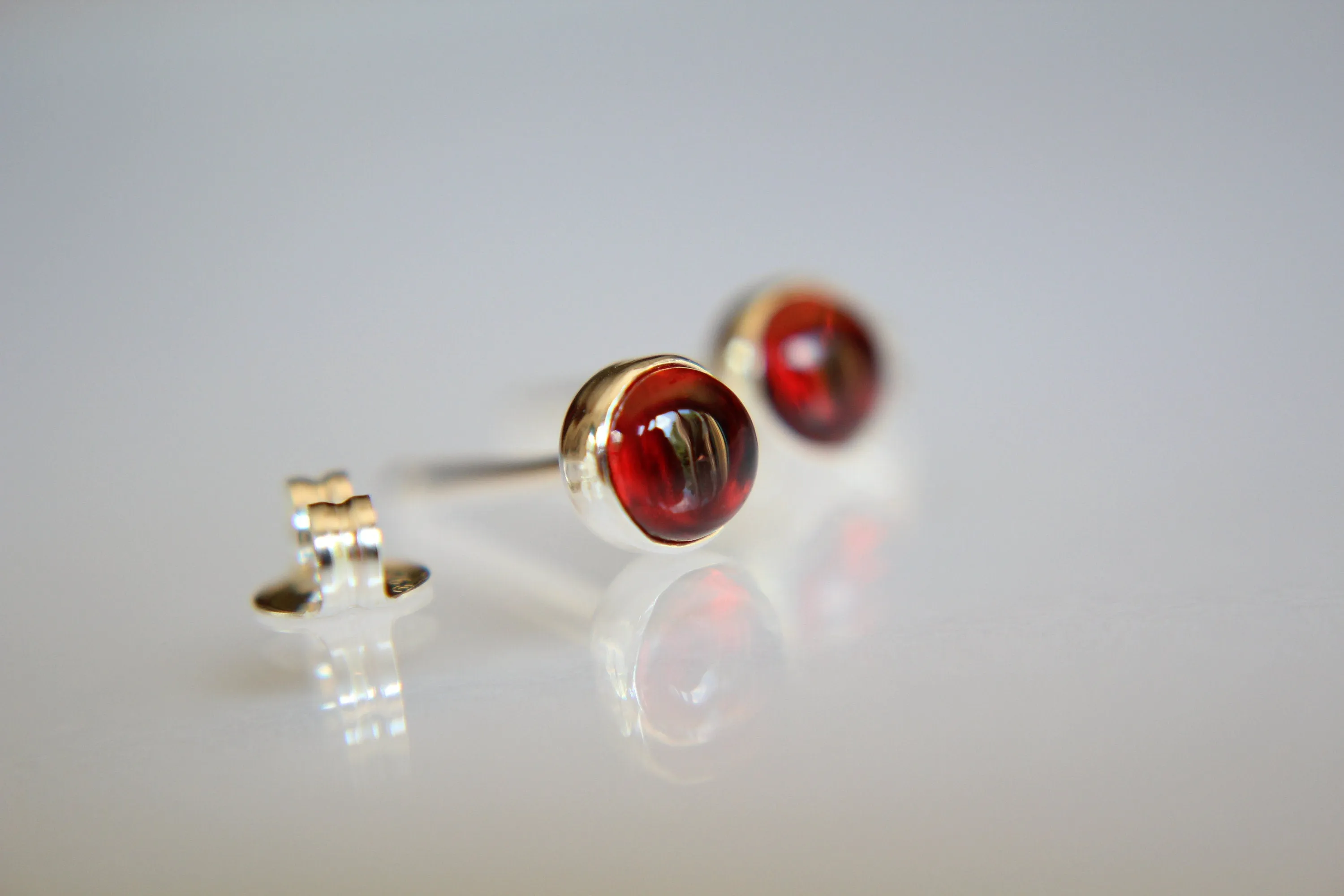 Garnet Earrings, Gemstone Earrings, Sterling Earrings, Post Earrings, Red Post Earrings, Small Earrings, Minimalist Earrings, Gift